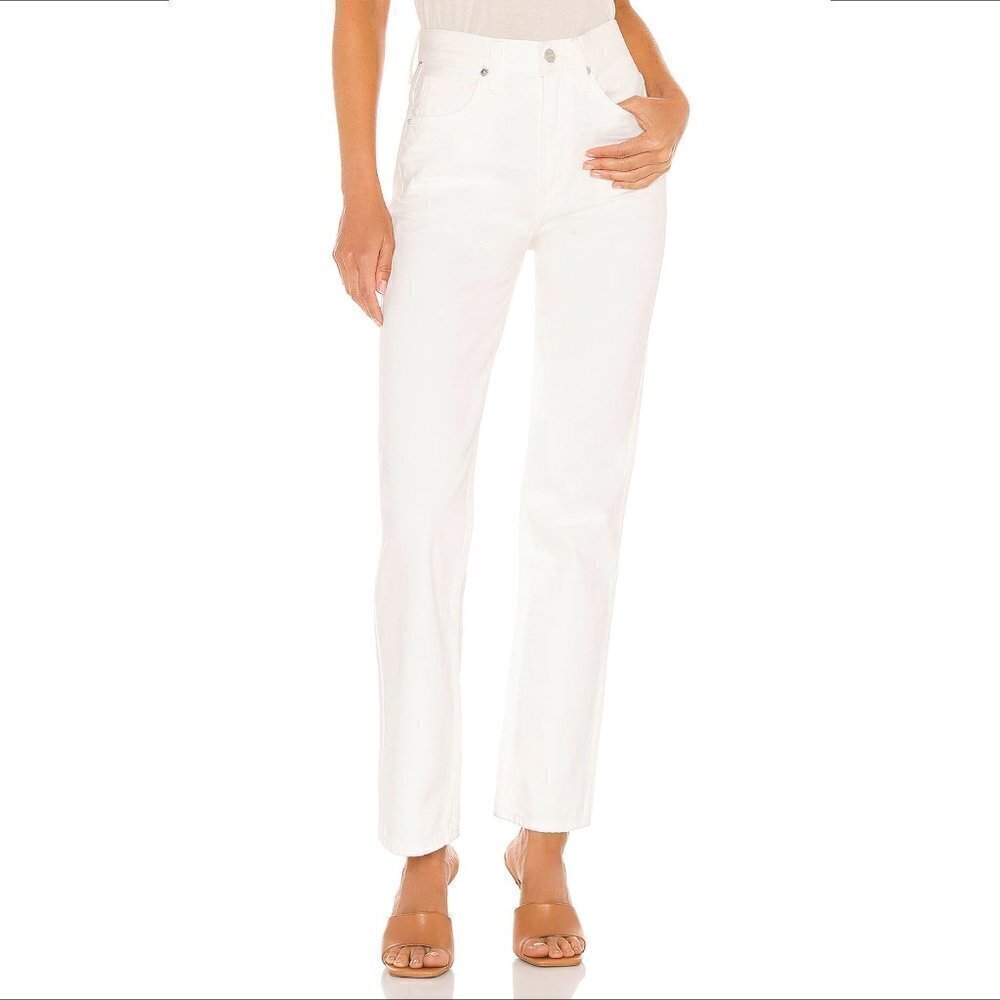COH Daphne high rise stovepipe cream white straight leg denim jeans women 28